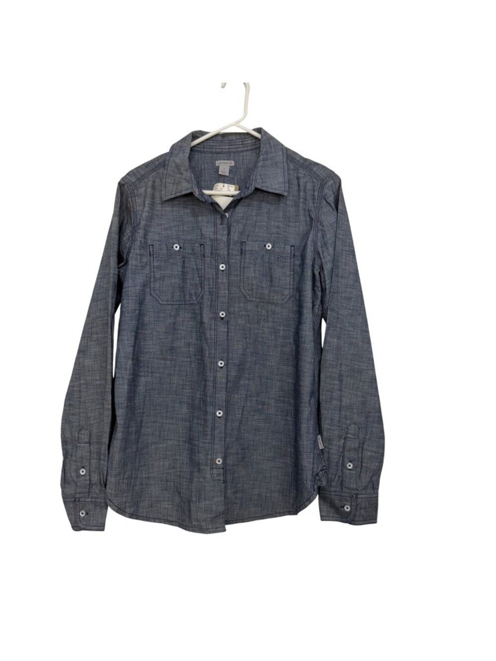 Carhartt Womens Chambray Button-Down Shirt Size S Blue Long Sleeve